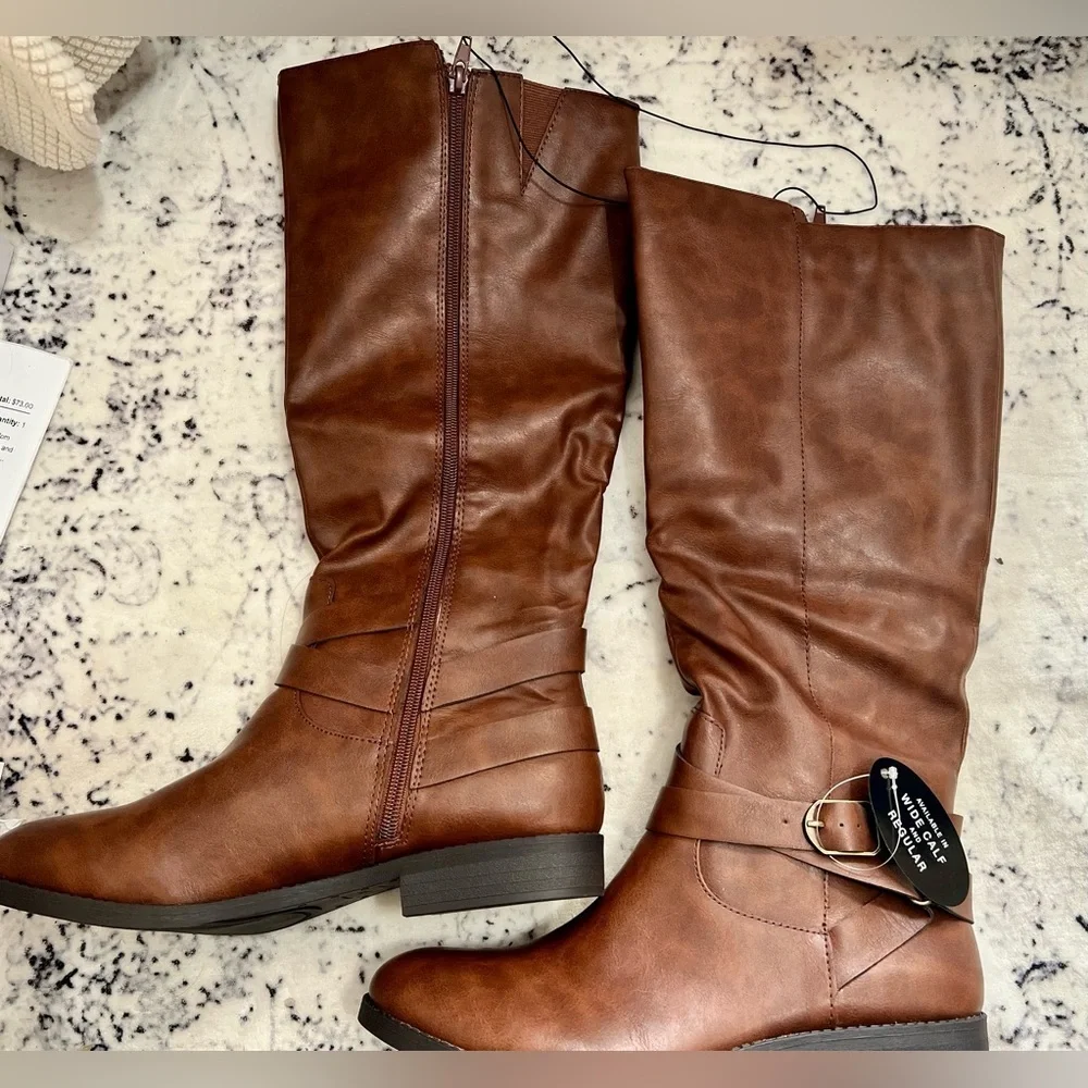 NEW Style &Co Madixe Chestnut Riding Boots - Brown US 10M